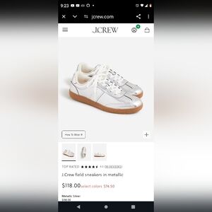 J.Crew field Metallic trainers size 6 sneakers